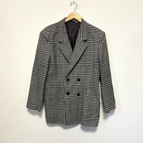 Maxmara Wool Blazer Vintage Plaid 100% Wool Tailored Old Money Womens 14 Large - Picture 3 of 10